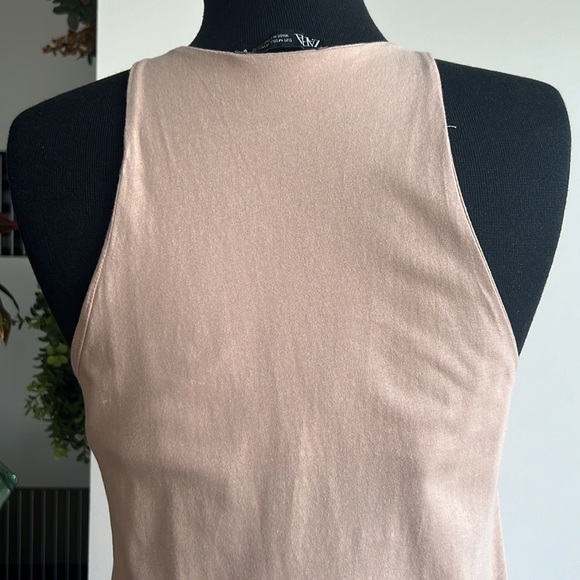 Zara nude cotton halter neck  fitted midi dress​ - medium size - Picture 7 of 8